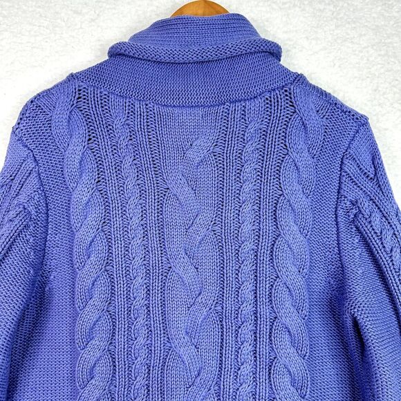 LL Bean Double L Mixed Cable Sweater Womens Sz L Larkspur Funnel Neck Cozy NWT - Picture 7 of 15